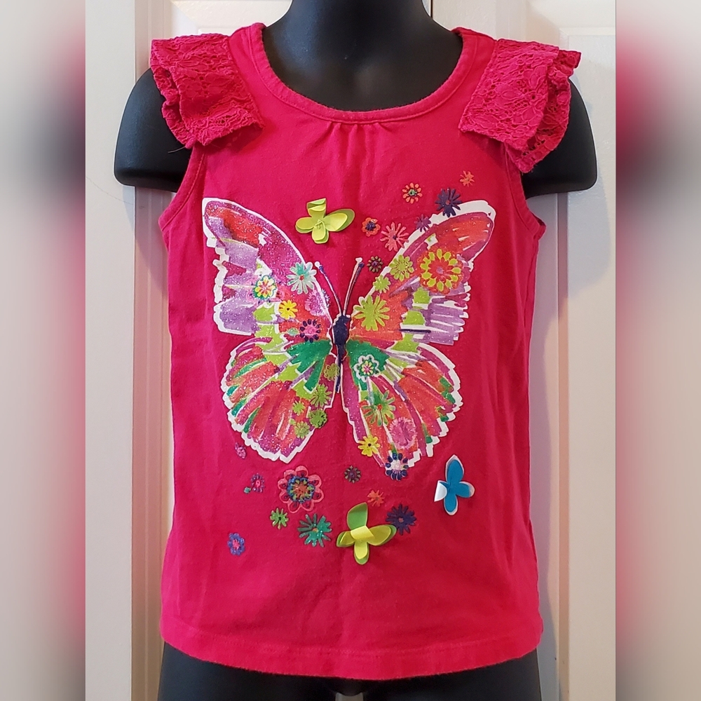 2/$10 - Girl's Flutter Sleeve Butterfly Tee